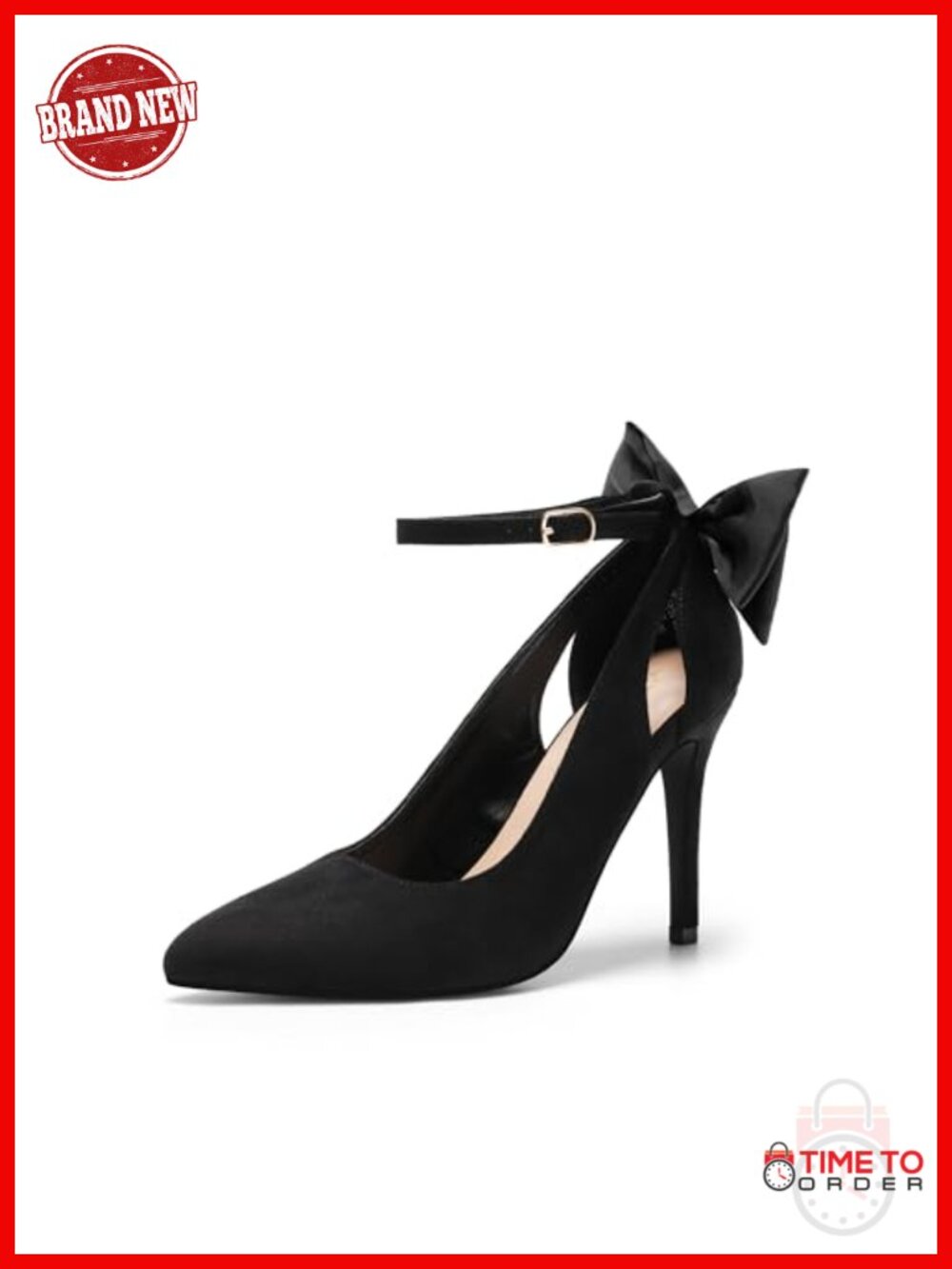 Women's Stiletto High Heel Pumps Pointed Toe Bow Ankle Strap Dress Shoes